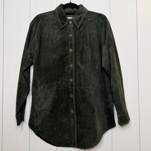 Margaret Godfrey Olive Suede Leather Button Front Shacket Women’s 8